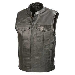 NWT SOA Mens Leather Club Style Vest With Gun Pocket Size 3XL Black $130 GG183